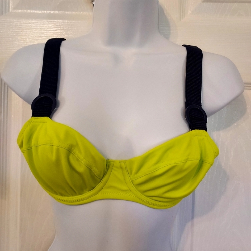 Aerie Bikini Top NWOT Neon Green Small 80s 90s Colorblock